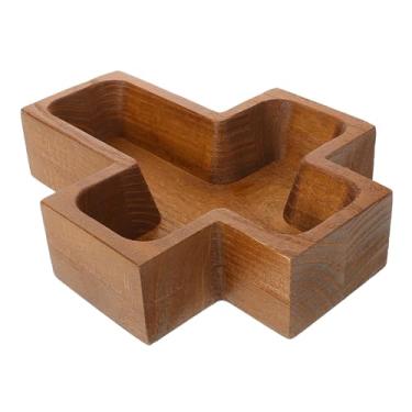 Imagem de Cabilock Bandeja decorativa de madeira em forma de cruz, prato de sobremesa decorativo para lanches, frutas, nozes, resistente, fácil de limpar, tigela de armazenamento de cozinha para eventos