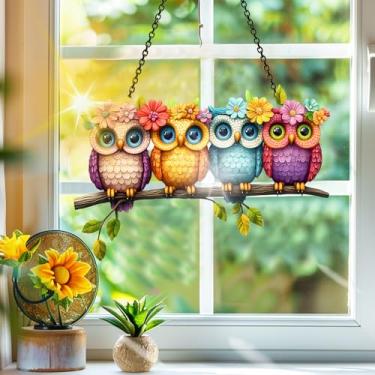 Imagem de Apanhador de sol de acrílico colorido, decoração de janela suspensa de águia, arte de parede de arco-íris, para quarto, varanda, interior e exterior, jardim, enfeites de Natal, decoração 19 x 19 cm hh