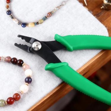 Imagem de Alicate de crimpagem de contas, ferramenta de crimpagem de contas de cabeça reta, 2 entalhes para contas de 2 mm e 3 mm, mini alicate fino de precisão com prensa de crimpagem de mola