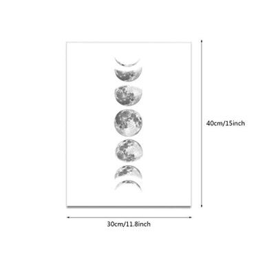 Imagem de GLOGLOW Pintura, Revestimento e Tratamento de Parede Arte de Parede de Alta Definição, 40x30cm, à Prova d'água, Pronta para Pendurar, para Sala de Estar, Quarto, Escritório Pintura Em Tela de Fases da Lua, Nan (Branco090-1)