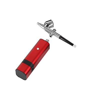 Imagem de Mini Compressor Definir Máquina Vermelha Com Gravidade Tipo Spray Pistola Para Art Modelo Pintura Corporal Artista Maquiagem Naufrágio Tattoos Bolo Ferramentas(TM80S Red A)