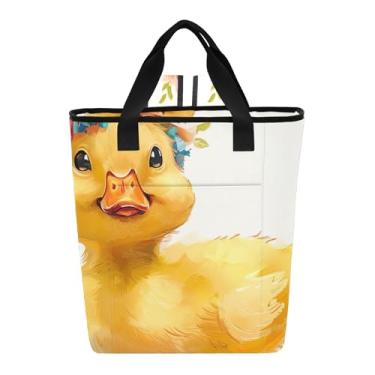 Imagem de Joitme Bolsa térmica com coroa de flor de pato amarelo, 36 latas, bolsa térmica macia à prova de vazamento para almoço