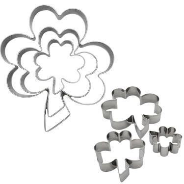Imagem de Chochkees Cortadores de biscoito St. Patrick's de aço inoxidável, em forma de três cravos (pacote com 3)
