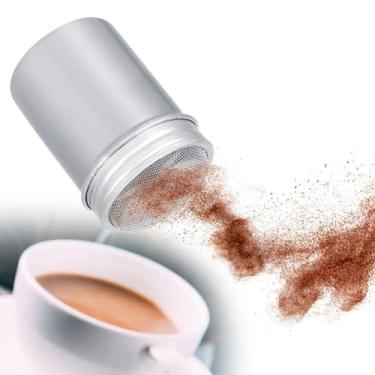 Imagem de GLOGLOW Agitador de pó de Aço Inoxidável Com Malha Fina, Aço 304, Tampa Removível, para Armazenamento de Cozinha de café, Açúcar, Pimenta, Cacau (Malha côncava grande 304)
