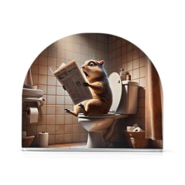 Imagem de Porta-guardanapos bege esquilo engraçado pânico para mesa de cozinha, 1 pacote de porta-guardanapos de jantar, porta-guardanapos de acrílico para banheiro