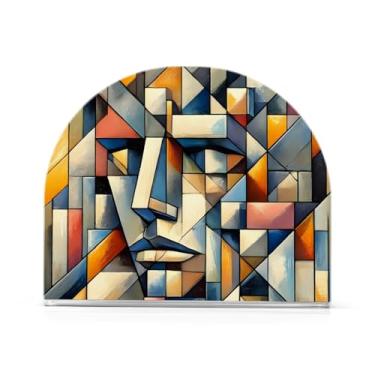 Imagem de Suporte de guardanapo bege geométrico para mesa, conjunto de 2, porta-guardanapos de acrílico, porta-guardanapos de coquetel