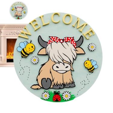 Imagem de Letreiro Da Para Porta | Sinal De Boas-Vindas Com Tema Bovino,Decoração para Boas-vindas,Para Janela Parede Casa Interior em Ação de Graças Natal Páscoa e Épocas