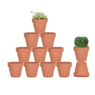 Imagem de vensovo 12 potes pequenos de terracota e terracota de 7,6 cm com drenagem - Mini vaso de cerâmica de argila pequeno ideal para plantas internas/externas, artesanato, lembrancinhas de casamento