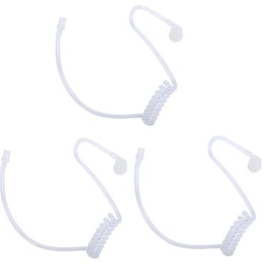 Imagem de Substituição de tubo de bobina acústica de rádio bidirecional para fone de ouvido de vigilância Walkie Talkie (tubo transparente com cotovelo de plástico, pacote com 3, com fio)