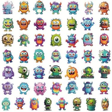 Imagem de 50 peças de adesivos de vinil de desenho animado de monstrinho fofo - impermeável, reutilizável, decalques autoadesivos para laptops, garrafas de água, skates, bagagens e capacetes, adesivos de