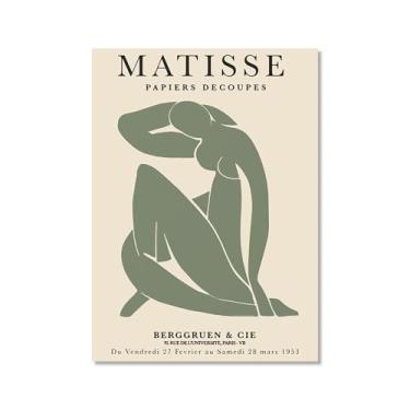 Imagem de Impressão de arte de parede verde sálvia Matisse arte de parede abstrato mercado de flores Picasso exposição pôsteres minimalistas linha arte folha boho decoração de quarto (SKU1,30.5x40.6 cm = (30x40