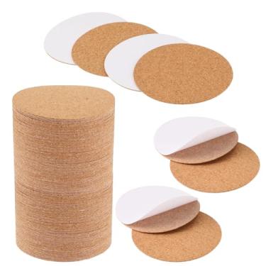 Imagem de 60 peças de suporte de cortiça para porta-copos, porta-copos autoadesivos de plantas de cortiça de 9 cm, porta-copos redondos para copos, panelas, pratos, mesas, cadeiras artesanais