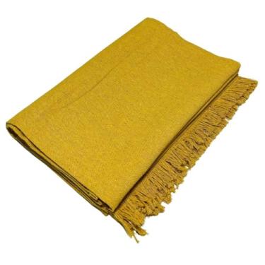 Imagem de Manta de Sofá Gigante 210x120cm em Algodão – Manta Artesanal para Sofá e Cama Decorativa(Amarelo Ouro)