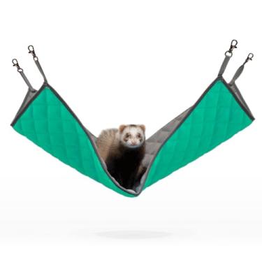 Imagem de Paw Inspired Rede de lã suspensa para furões, ratos, chinchilas, planadores de açúcar, gatos | Brinquedo de esconderijo para porquinhos-da-índia, hamsters | Clipes giratórios para gaiolas de animais