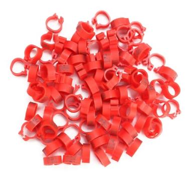 Imagem de Generic Anéis de Perna de Pombo Usam Faixas Plásticas Numeradas Resistentes para Carta Pombo para Adultos 400g 100pcs Saco 8mm 001-100 (Vermelho)