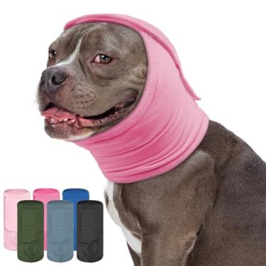 Imagem de KOESON Protetores de orelha para cães, protetores de ouvido longos para cães, proteção contra ruído com gancho e laço, capas de cabeça e pescoço para cães, moletom macio para alívio da ansiedade