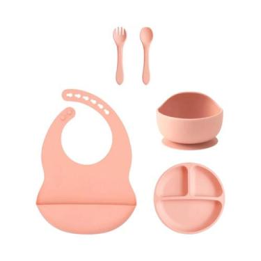 Imagem de Conjunto De Alimentação Para Bebês Em Silicone 5PCS Com Prato De Sucçã