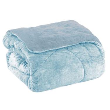Imagem de Edredom king plush bicolor - azul 154005 / 124202 - First Class, King,