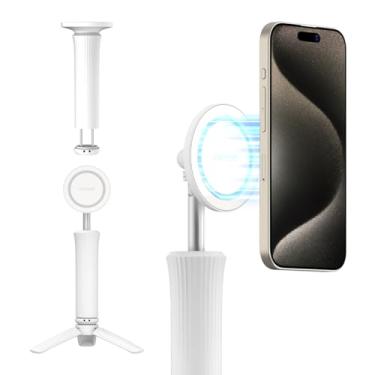Imagem de araree Magfie Pod Lite Suporte magnético para tripé para celular, MagSafe compatível com minibraçadeira giratória de 360° para iPhone e smartphones Galaxy (branco)
