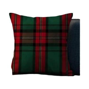 Imagem de Natal xadrez fronha tecido de pelúcia macio dupla face impressão sofá 