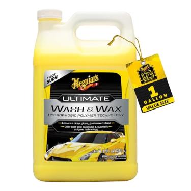 Imagem de Meguiar's A melhor lavagem e cera, lavagem de carro e cera limpam e brilham em um passo, lave, brilha e protege com um limpador de tinta de carro com pH neutro aprimorado, 1 galão