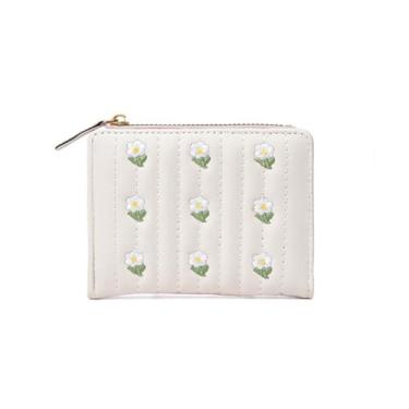 Imagem de Carteira curta de poliuretano mini porta-cartões cor sólida bolsa para dinheiro, Branco, Tendência