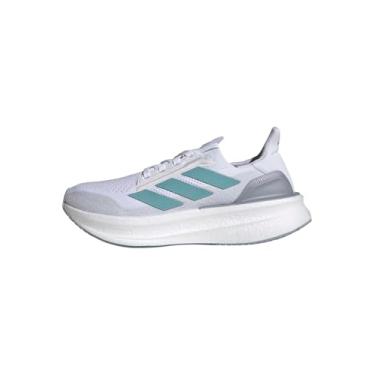 Imagem de adidas Tênis de corrida feminino Ultraboost 5X, Branco/tonelada menta/roxo, 36