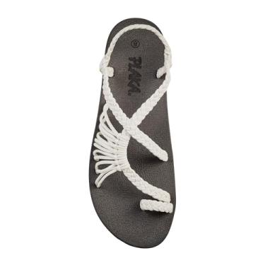 Imagem de Plaka Atlantis Sandálias femininas com suporte de arco, sandália confortável de verão para caminhadas na praia e passeios casuais, sandálias de corda para mulheres, Pérola, 35