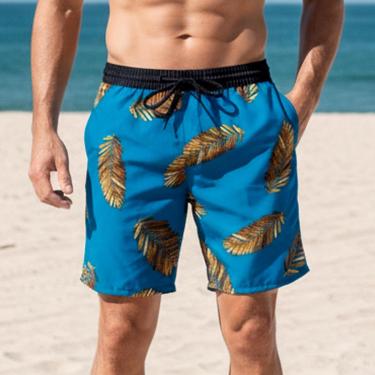 Imagem de Bermuda Estampada Tactel Elastano Short Premium Leve Praia - Preto - Florido - P-Masculino
