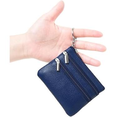 Imagem de Carteira feminina com porta-moedas com chaveiro, Azul