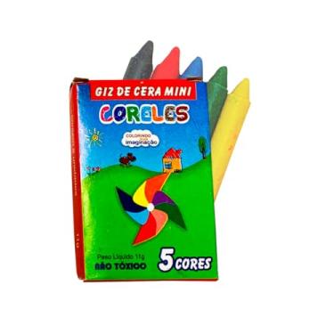 Imagem de Kit 20 Mini Giz de Cera Para Lembrancinha Festa Criança Pintar Não Tóxico 5 Cores