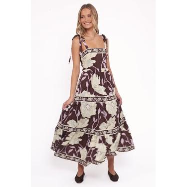 Imagem de Petal & Pup Vestido feminino Leonor-Maxi-amarelo-marrom-floral, Floral marrom amarelo, P