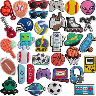 Imagem de XqHfuy Berloques de decoração de calçados esportivos para meninos, beisebol, futebol, basquete, futebol e acessórios de tamanco para crianças, adolescentes, adultos, lembrancinhas de festa