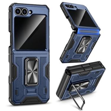 Imagem de VEGO Capa para Samsung Flip 6 com protetor de tela [anti-espião] [proteção de dobradiça e suporte ajustável] Capa protetora à prova de choque para celular para Samsung Galaxy Z Flip 6 2024 - Azul