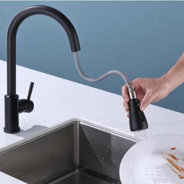 Imagem de Torneira Gourmet Monocomando Com Extensor Ducha Luxo Preto Fosco - TAT