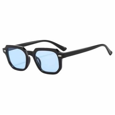 Imagem de Óculos de Sol Femininos com Estampa de Leopardo Punk e Rebites, Armação Pequena, Proteção UV400, Ideais para Esportes ao Ar Livre, Corrida e Ciclismo, Preto e Azul