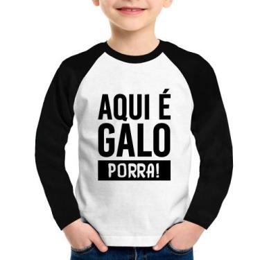 Imagem de Camiseta Raglan Infantil Aqui é galo  Manga Longa - Foca na Moda, Bran