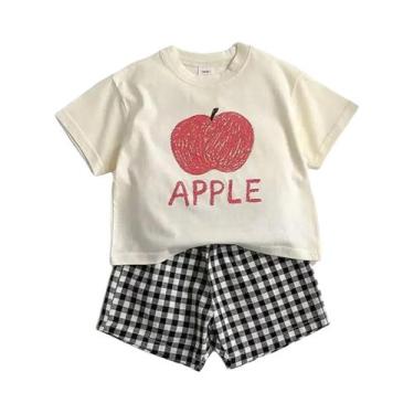 Imagem de Conjunto De Roupa Infantil De Verão Com Camiseta Com Estampa De Frutas