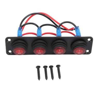 Imagem de Jectse Painel de Interruptor Redondo de 4 Gangues, Interruptor Oscilante LED à Prova D'água Com Painel de Alumínio Reforçado, para Carro, Barco, Iate, UTV, ATV, Caminhão, Trailer, RV