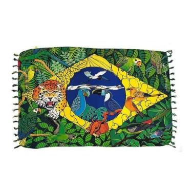 Imagem de Canga Bali Franja De Praia Piscina Club Saída Gigante Cor Verde Desenh