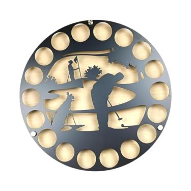 Imagem de oshhni Expositor circular para bolas de golfe, suporte decorativo criativo para bolas de golfe, silhueta de metal, fácil de montar na parede, Style C