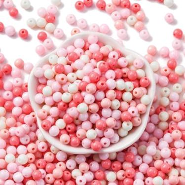 Imagem de Contas de pônei rosa de 10 g para pulseiras da amizade, 5-5,5 mm, contas redondas de acrílico para fabricação de joias, colares, chaveiros, tranças, acessórios de artesanato DIY