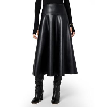 Imagem de Norma Kamali Saia rodada feminina até o meio da panturrilha, Preto, P