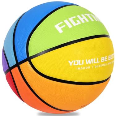 Imagem de AXGUIQ Bola de basquete de borracha arco-íris tamanho 6, basquete feminino e jovem, borracha grossa premium com canais profundos para melhor aderência, bola de treino em ambientes internos e externos