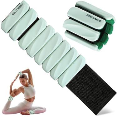 Imagem de BECOJADDE Conjunto de 2 pulseiras com peso de 2 pesos de pulso ajustáveis de 900 kg, para academia, casa, peso de perna, braço para caminhada, pilates, ioga, natação, corrida, floresta de menta