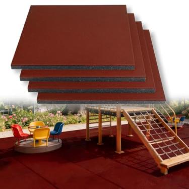 Imagem de MYOYAY Pacote com 4 peças de 3 cm de espessura Eco-Sport interligadas de 50,8 cm x 50,8 cm, tapetes antiderrapantes resistentes para parquinho, piso de academia interno e externo, piso esportivo, área de brincadeiras no quintal