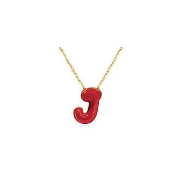Imagem de KissYan Colar com letras de bolha, banhado a ouro 14 K, pingente de caixa com inicial de balão colorido, joia delicada para presente, Adjustable, Cobre, Sem Pedra Preciosa