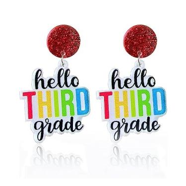 Imagem de Brincos coloridos de professores estudantes primeiro dia de aula acrílico com letras de madeira brincos de volta às aulas presentes de agradecimento do professor, Resina Acrílico Madeira, Sem pedra preciosa