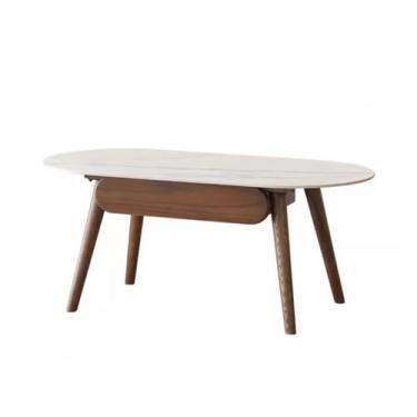 Imagem de Mesa central de madeira maciça ardósia mesa de centro moderna simples pequeno apartamento sala de estar armário de chá ardósia armário de armazenamento mesa de centro mesa de quarto
