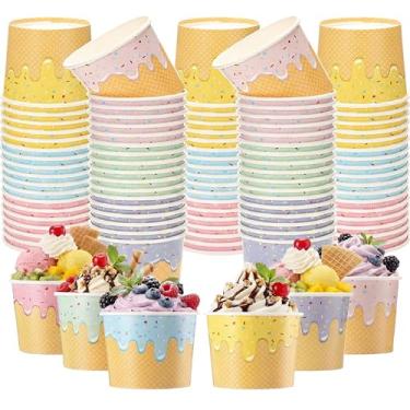 Imagem de Jingmore 120 tigelas de sorvete, copos de papel para sorvete, recipientes de 10 ml, 6 cores, tigelas de sudae descartáveis para sobremesa, iogurte congelado, aniversário, verão, chá de bebê